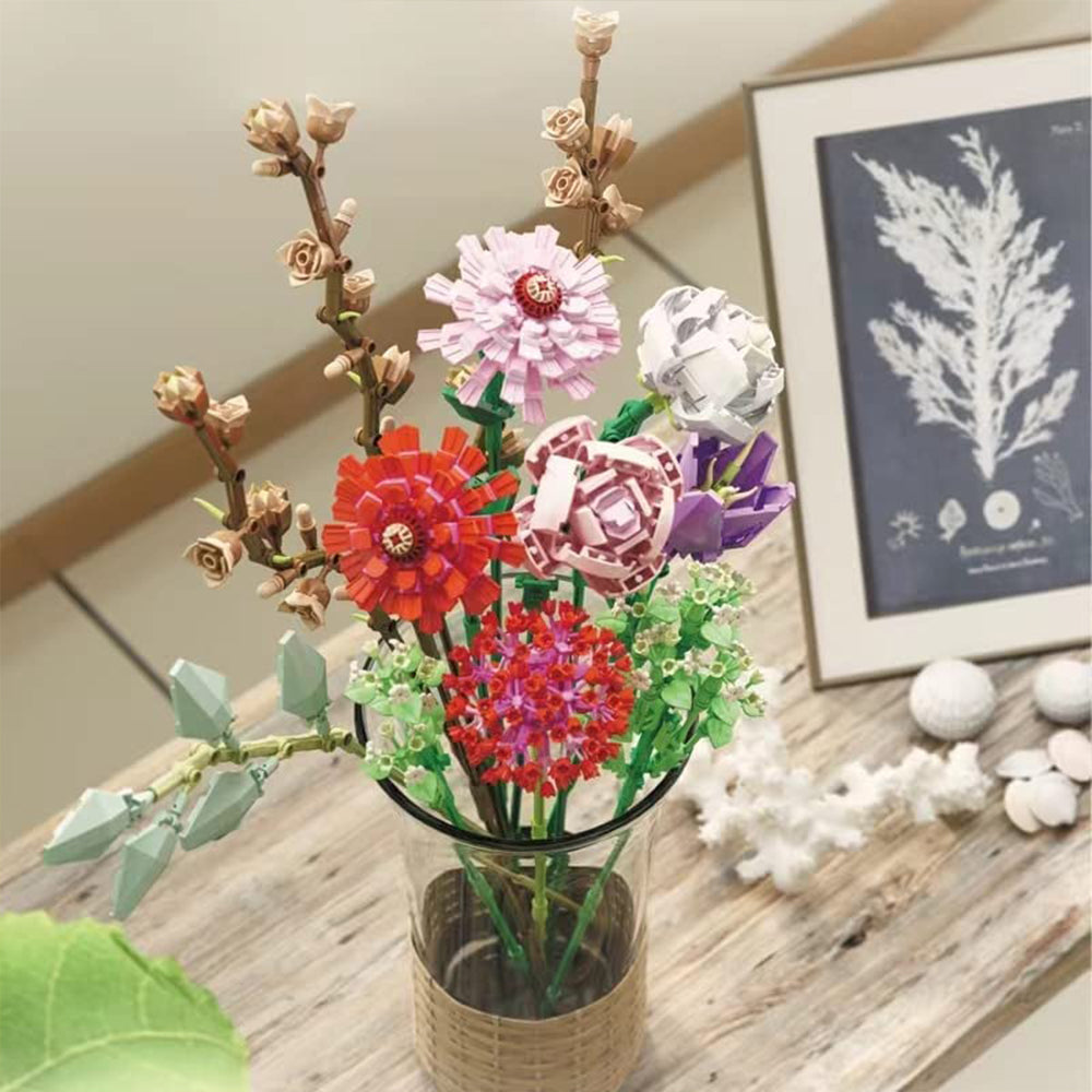Artificial Flower Blocks Kids Building Toys DIY Bouquet Block Toys