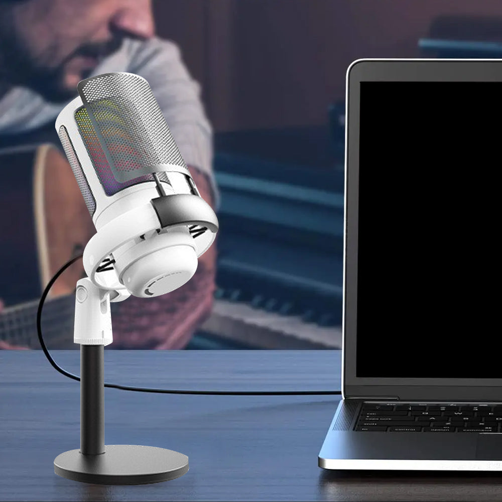 USB Gaming Condenser Microphone with RGB Light for Recording Streaming