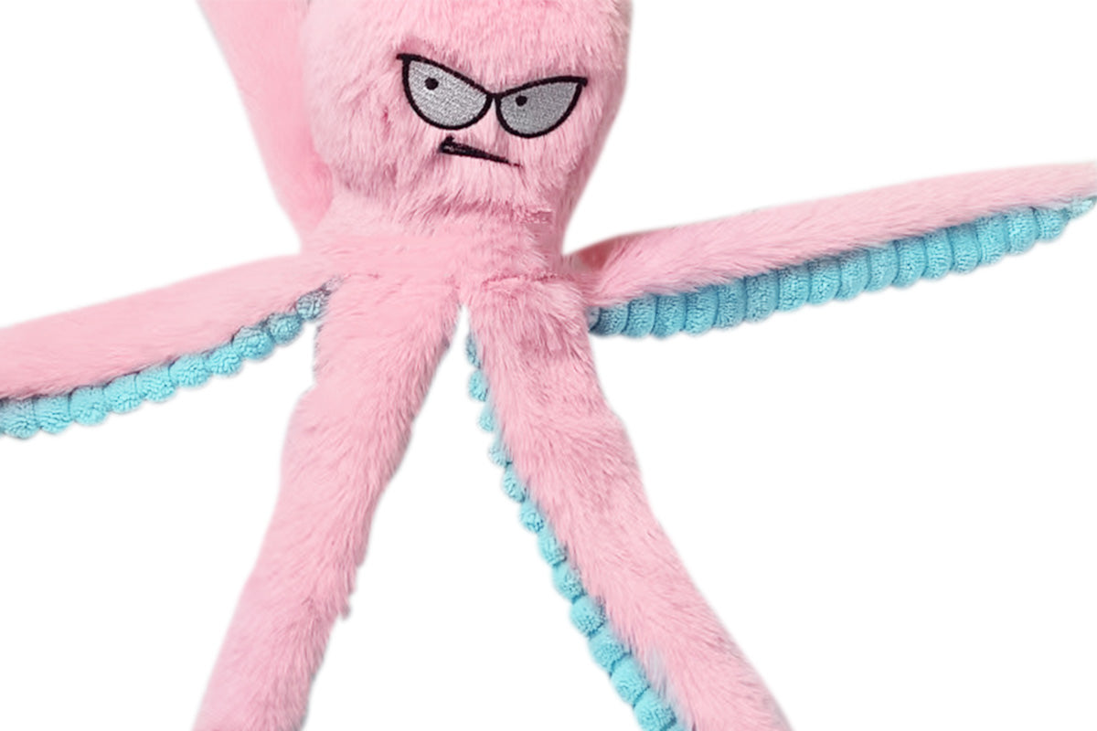 Interactive Plush Squeaky Dog Toy with Crinkle Tentacles for Medium & Large Dogs