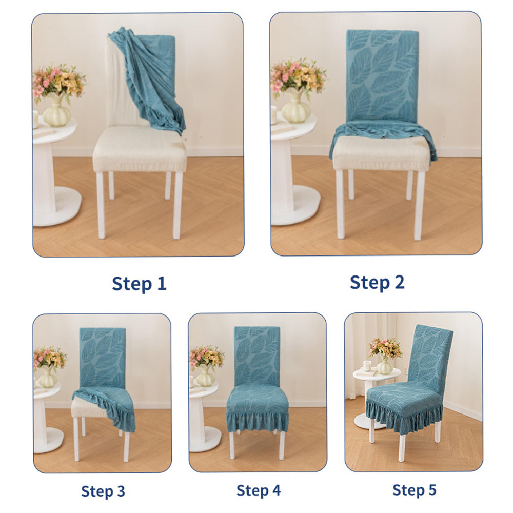 2Pcs Stretch Dining Chair Covers with Ruffled Skirt Stain and Wrinkle Resistant Fabric