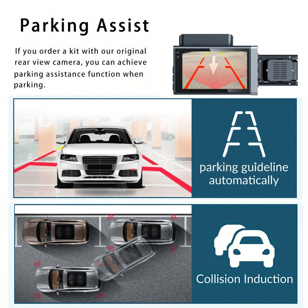 WiFi HD 1080P Night Vision Gravity Sensor Dash Cam-Front+ Inside Camera + Rear Camera