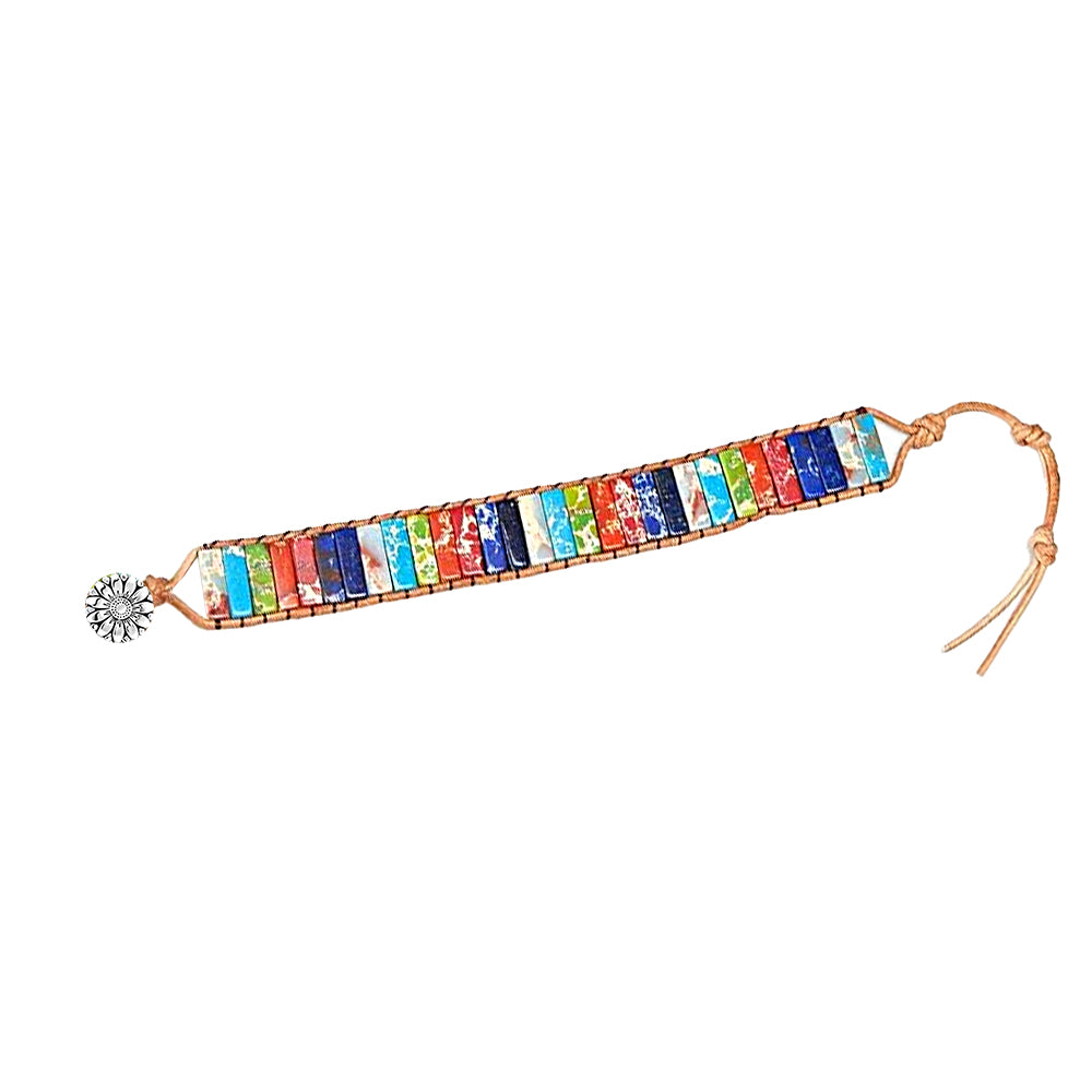 7 Chakra Boho Leather Wrap Bracelet