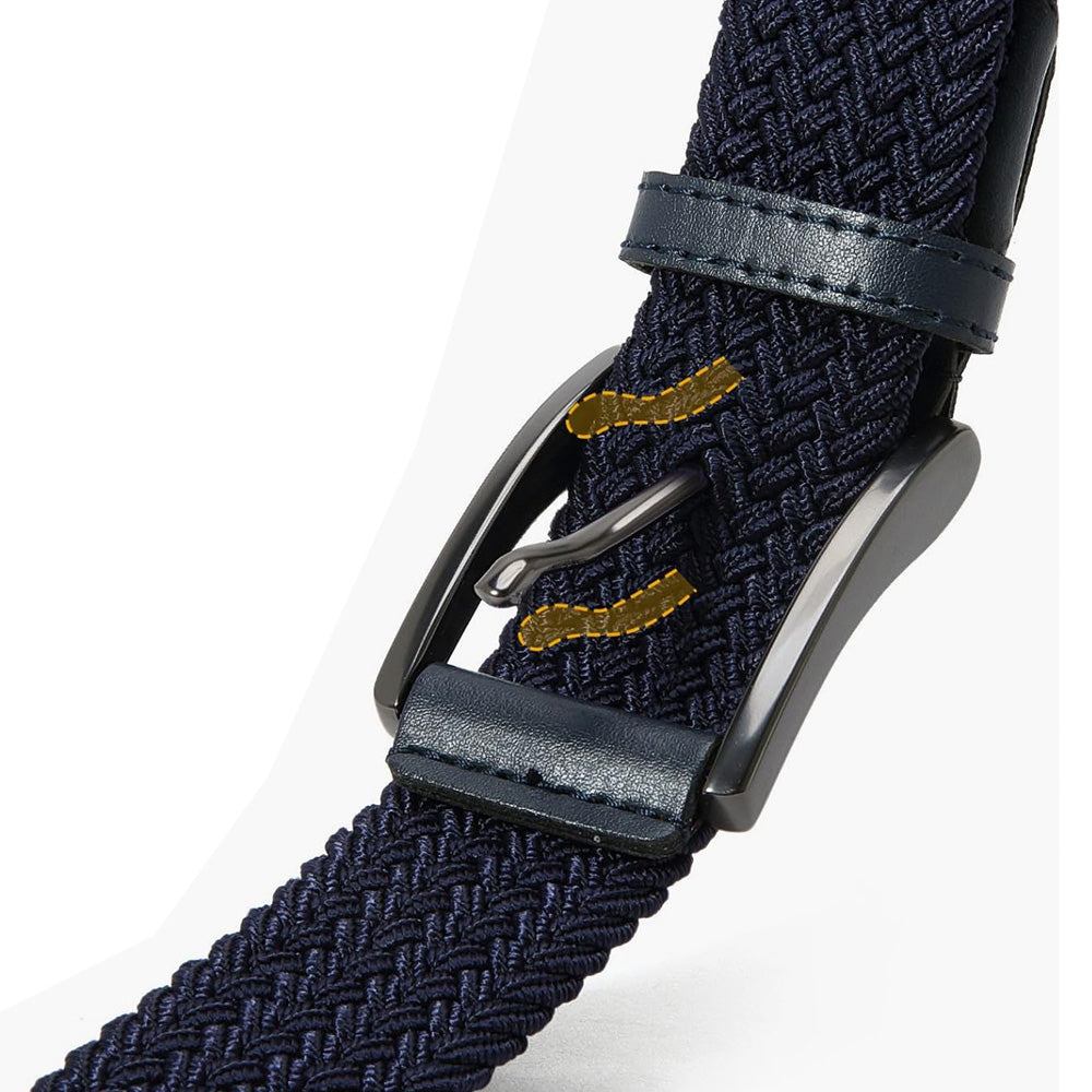 Elastic Braided Stretch Belt Adjustable Men Belt for Golf Pants Casual Shorts Jeans-Dark Blue