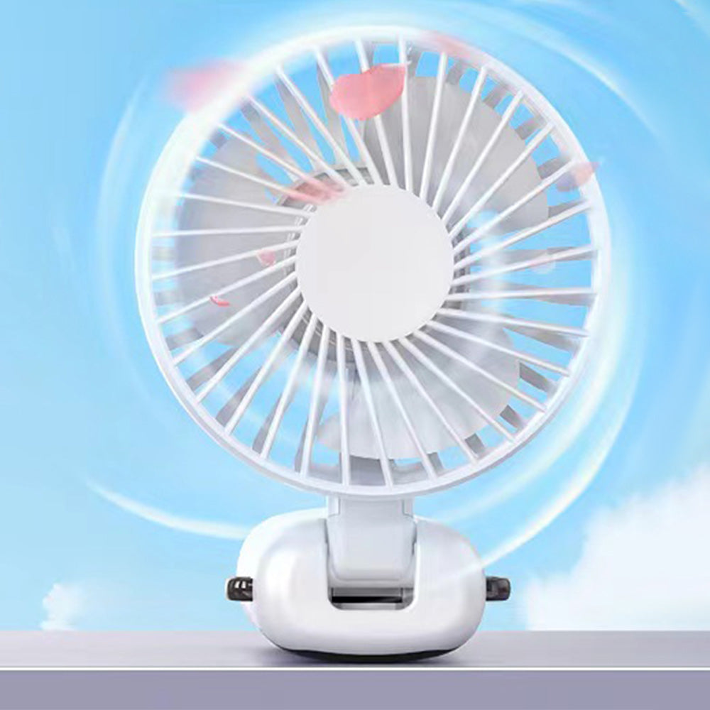 Digital Display Handheld Fan with 5 Speeds USB Portable Fan with Lanyard and Phone Holder Base