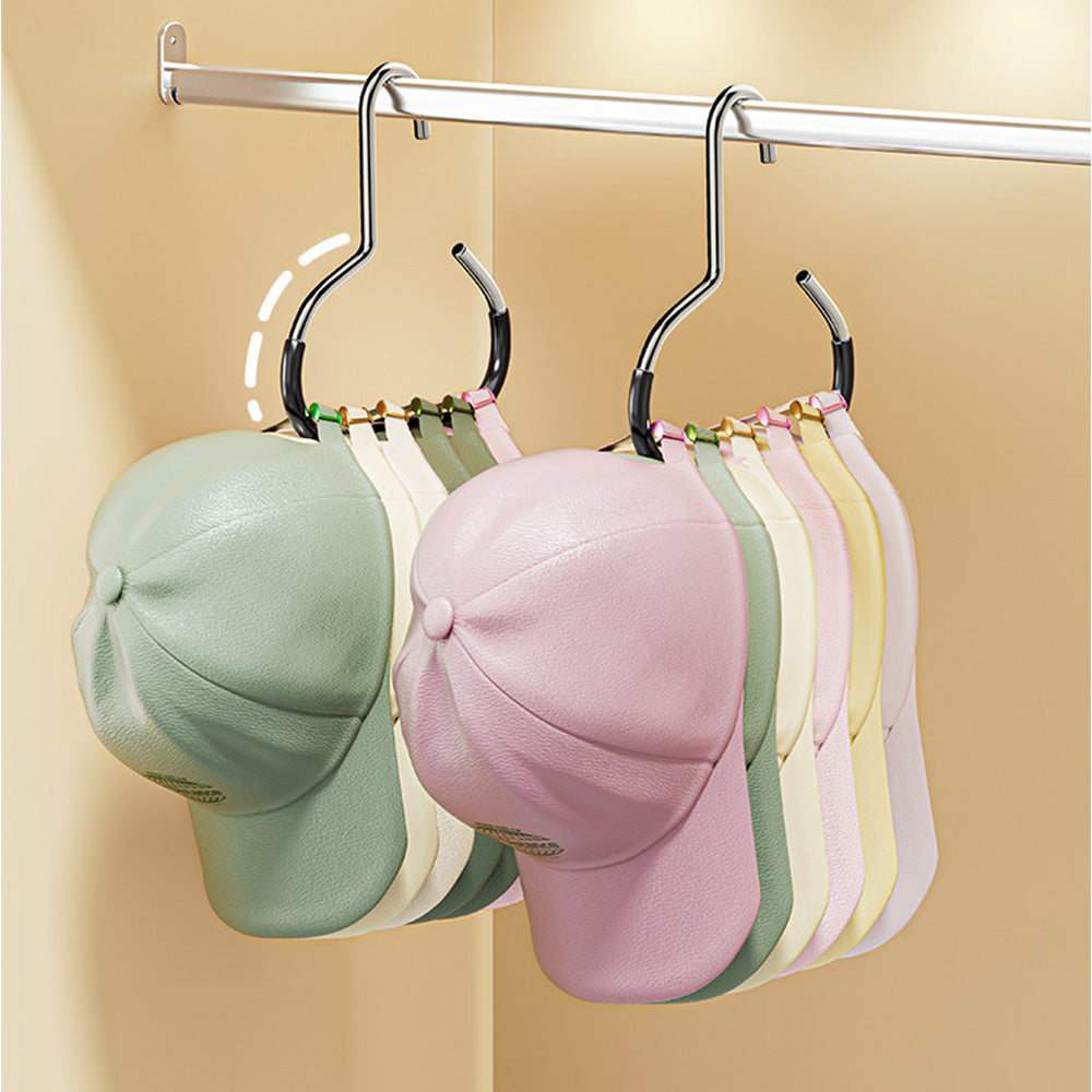 8 Pcs Iron Ring Hat Storage Hooks for Closet No-Drill Cap Scarf and Bag Hangers