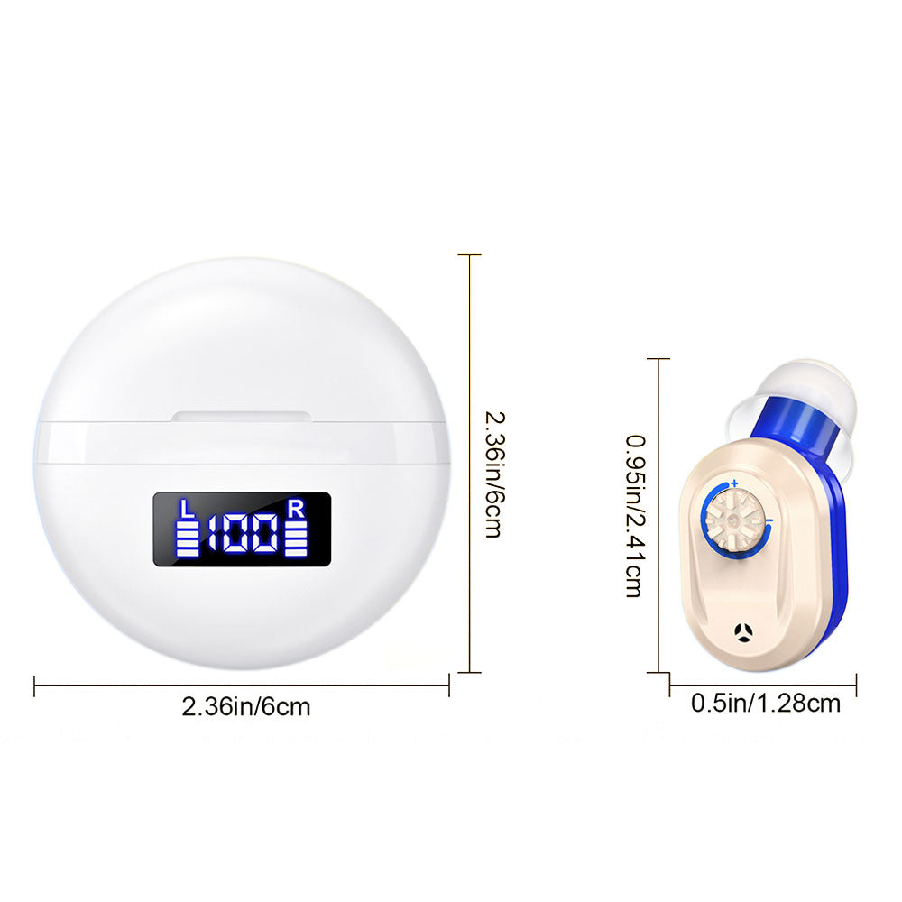 1 Pair Invisible Digital Hearing Aids Rechargeable Mini Sound Enhancer Amplifier