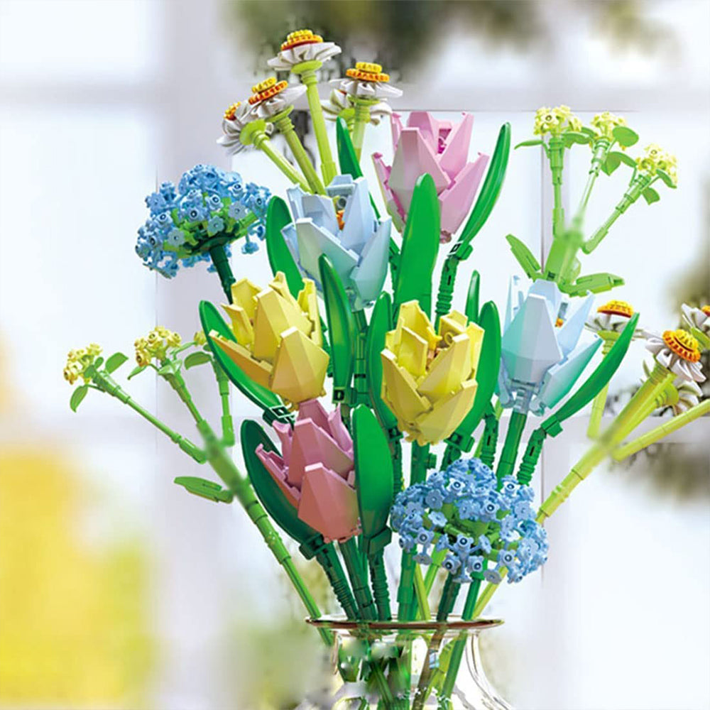 Artificial Flower Blocks Kids Building Toys DIY Bouquet Block Toys
