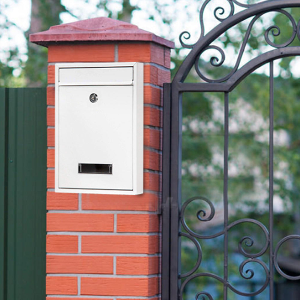 Wall Mounted Mail Letter Box Lockable Steel Post Mailbox Large Postbox