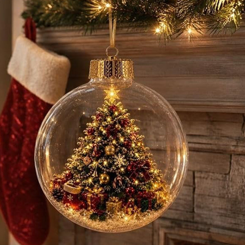 2 Pack 8cm Clear Plastic Fillable Christmas Ball Ornaments