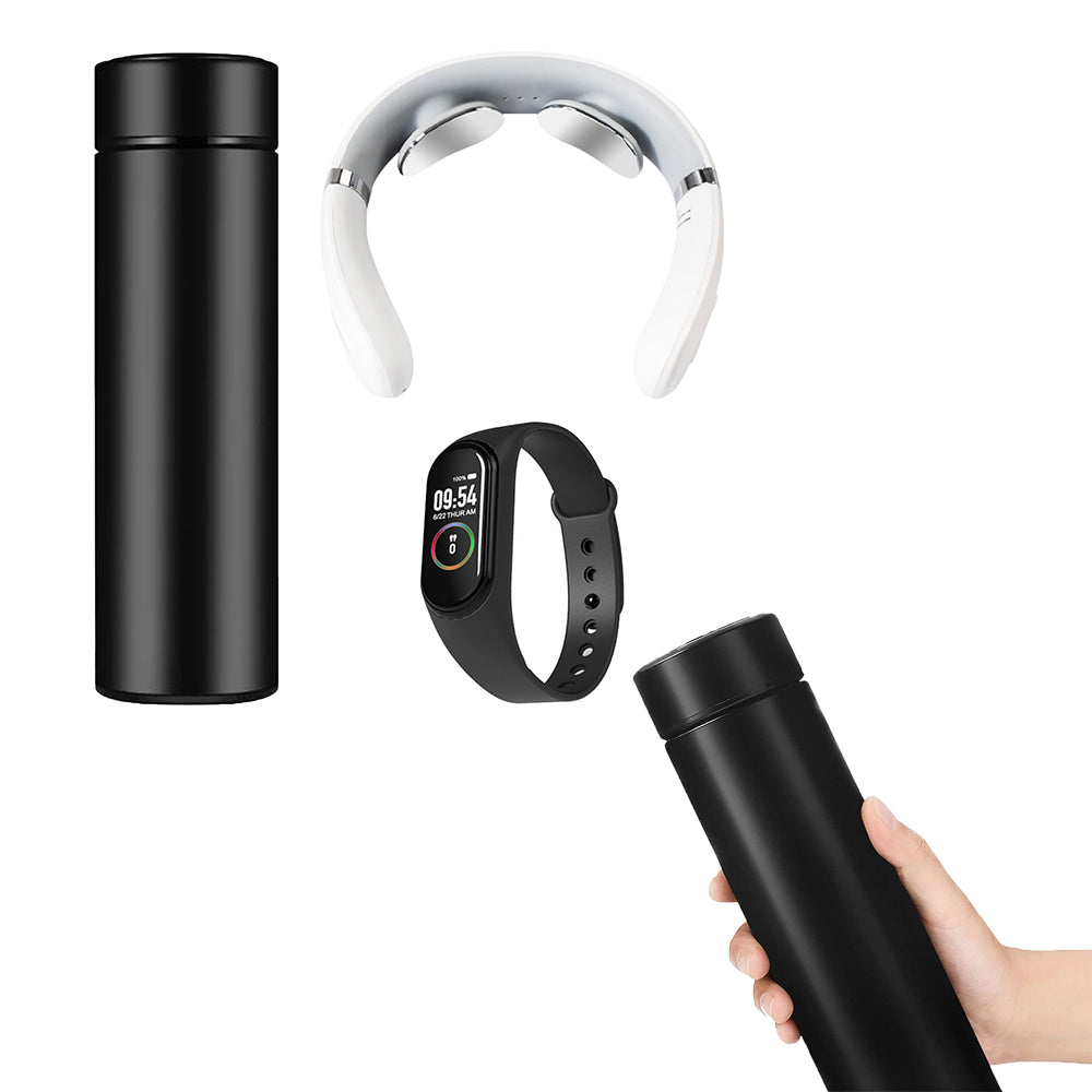 3Pcs Insulated Vacuum Cup Neck Massager and Smart Bracelet Gift Kit