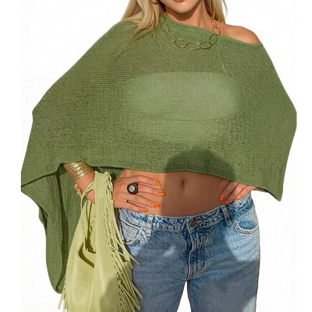 Summer Irregular Sheer Poncho Shawl Beach Cover Up for Women