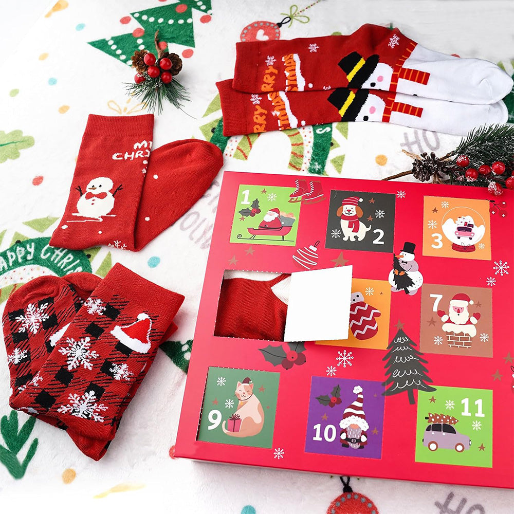 12 Pairs Christmas Sock Advent Calendar 24 Days Countdown Calendar