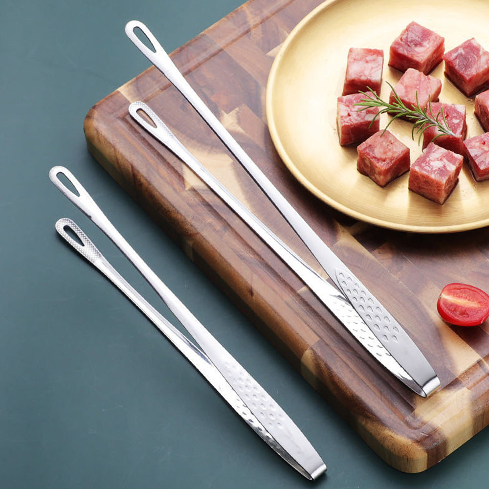 6 Stainless Steel Long Handle Food Tongs Grill Tweezers