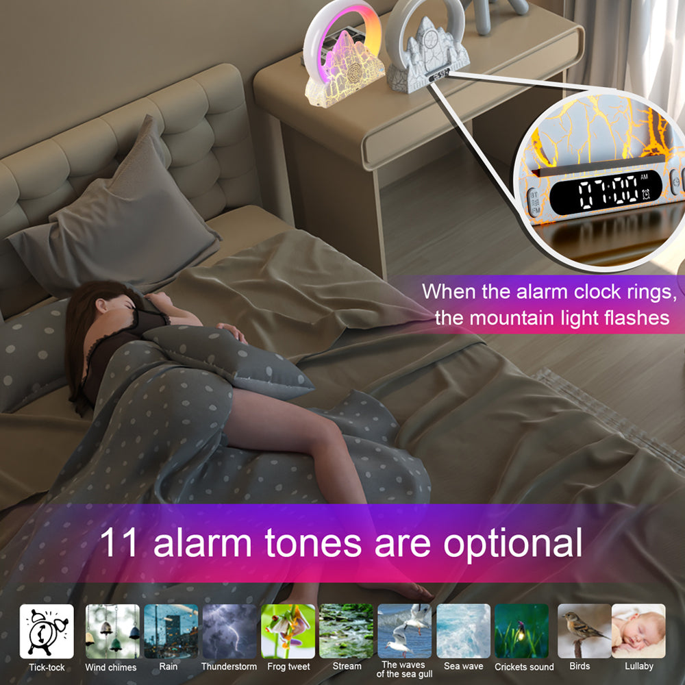 USB Wireless Charger Sunrise Alarm Clock Wake Up Light APP Control Atmosphere Lamp
