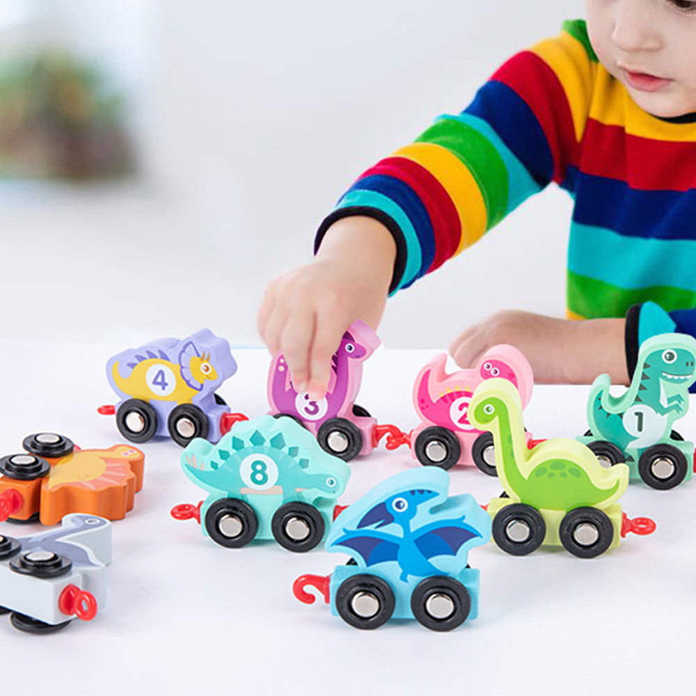 Wooden Number Train Toy Set Early Educational Toys-Dinosaur
