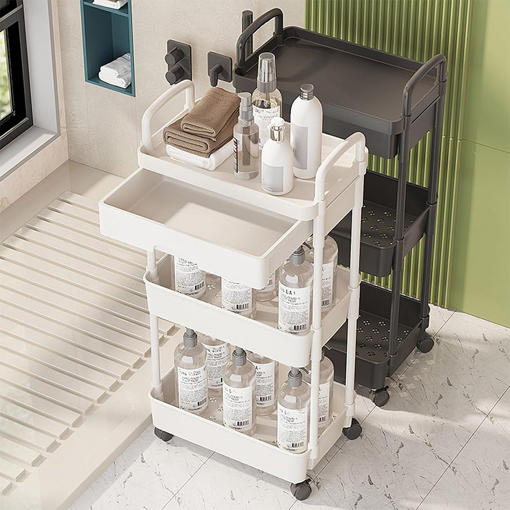 3 Tier Rolling Utility Cart with Removable Drawer for Kitchen Snack Craft