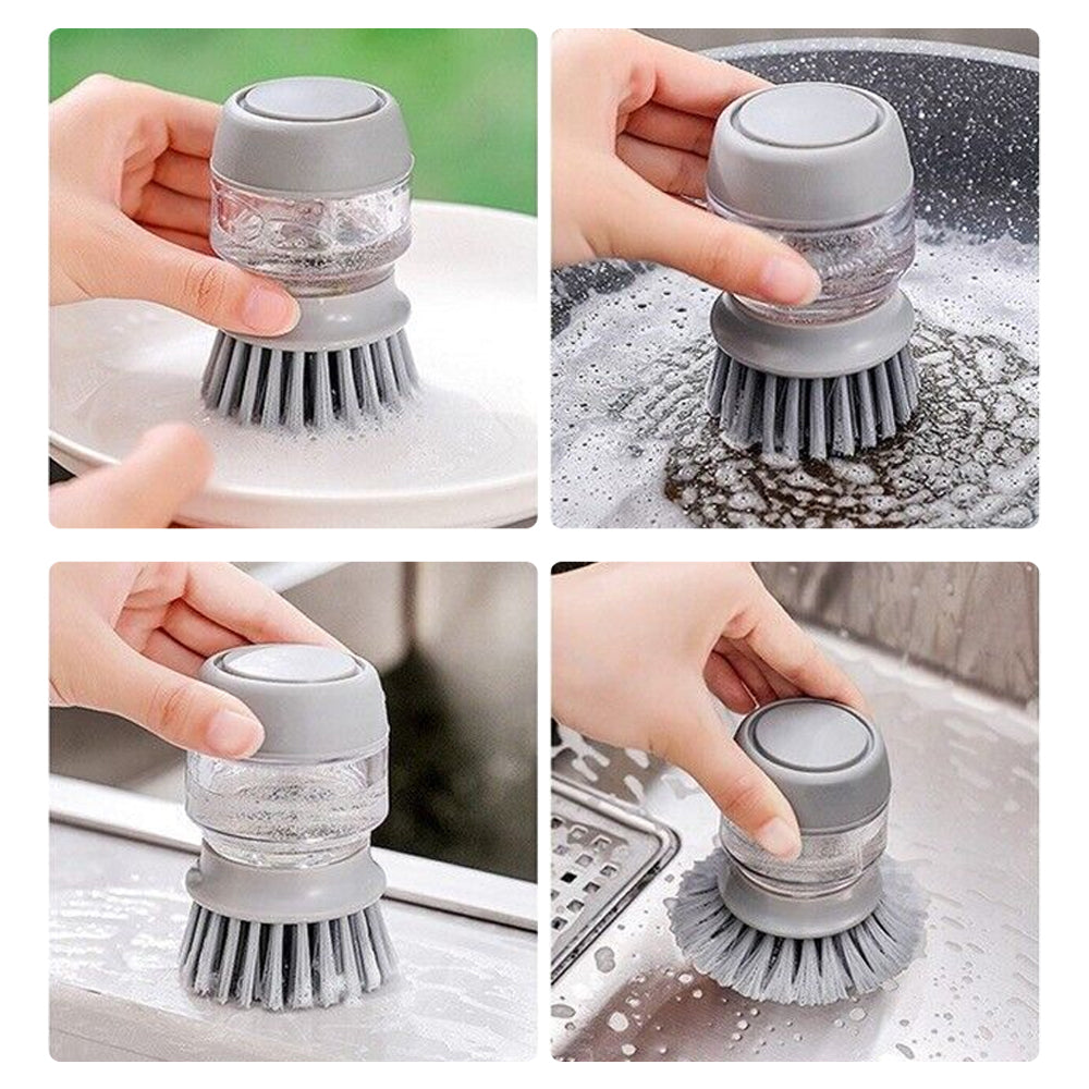 Dish Scrub Brush with Soap Dispenser Palm Scrub Washing Brush Pressing Cleaner