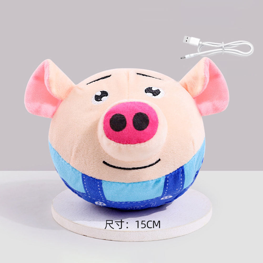 Active Moving Pet Plush Toy Interactive Bouncing Ball Sound Electronic Dog Toy
