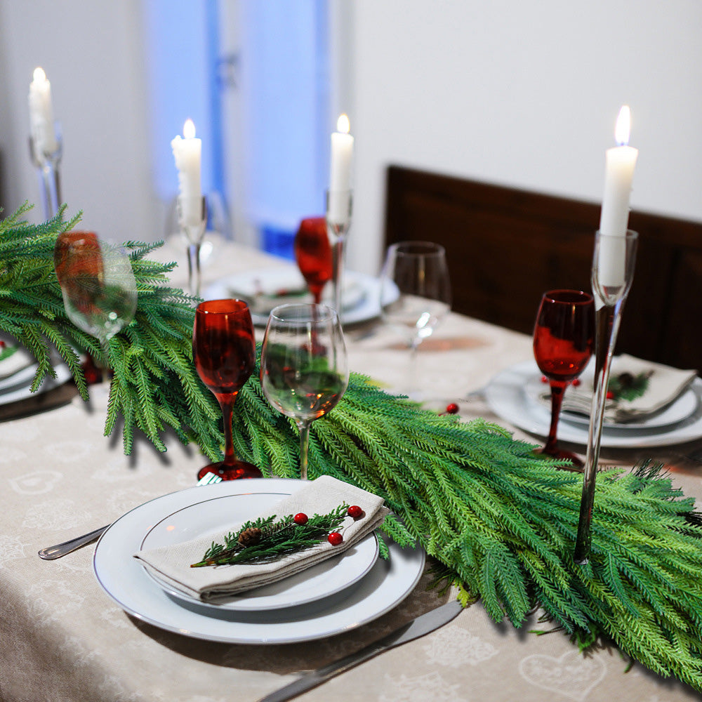 Christmas Faux Pine Garland Rattan Greenery Garland for Home Fireplace Decor
