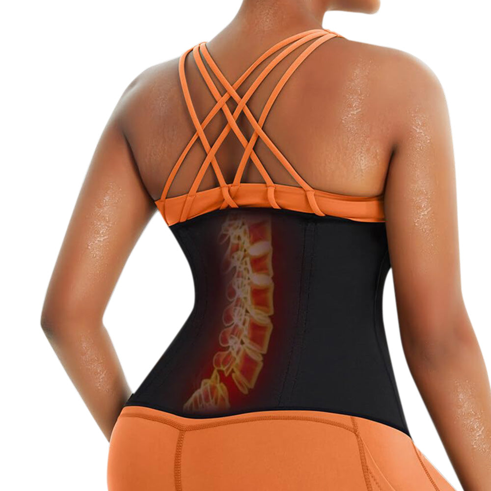 Womens Workout Waist Trainer 3-Row Hook and Zip Slimming Belt for Yoga Fitness-Blue