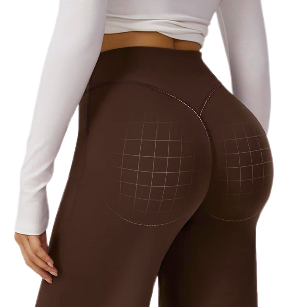 High-Waist Straight-Leg Micro-Flare Yoga Pants with Tummy Control for Workout-Coffee