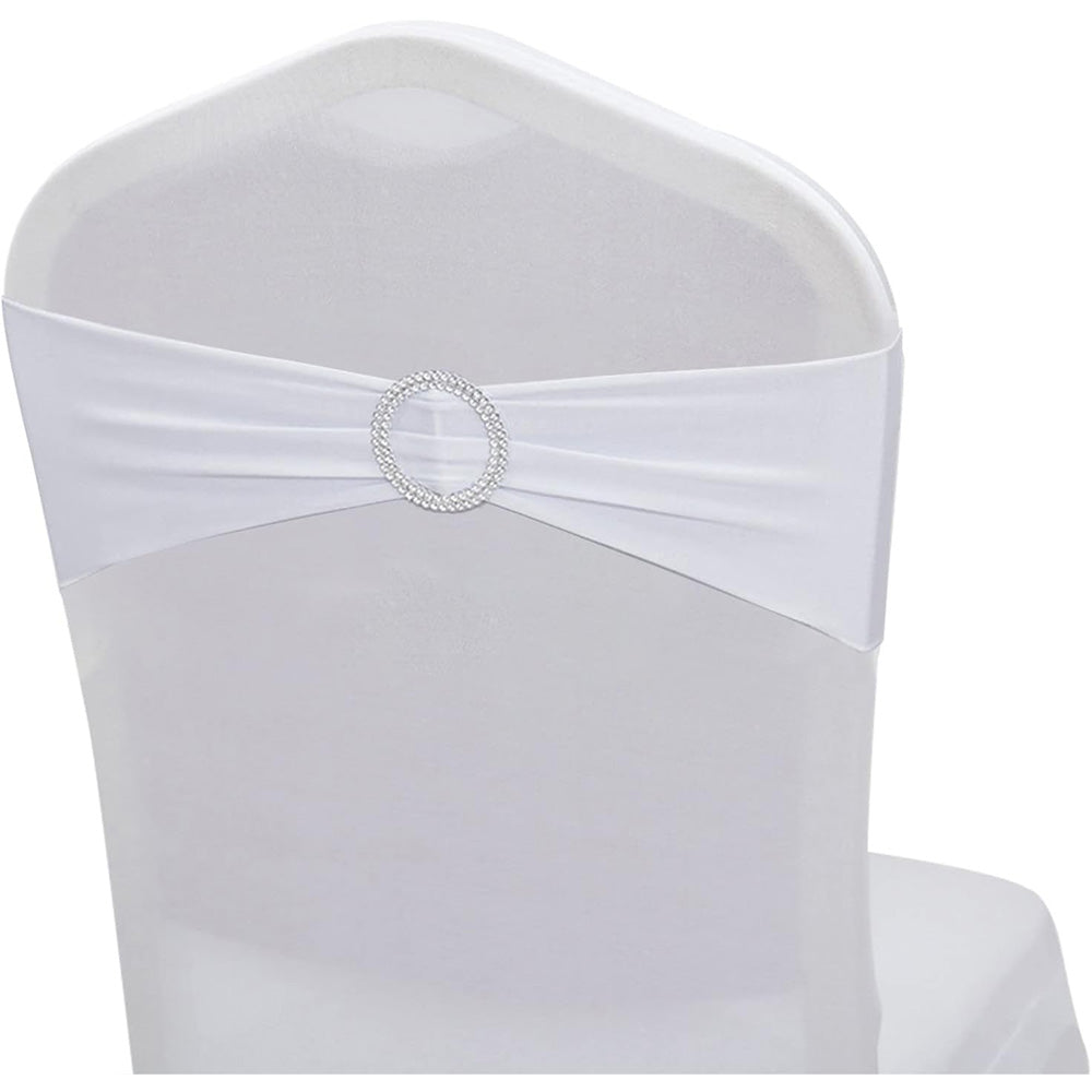 10Pcs Elastic Chair Sashes Bows with Buckle Spandex Chair Bands for Weddings Parties Meetings