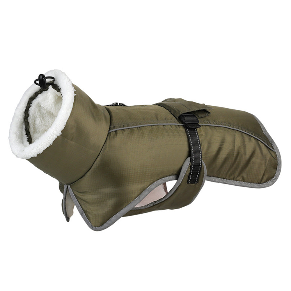 Winter Dog Coat-Waterproof Cold Weather Jacket for Small Large Breeds-Green