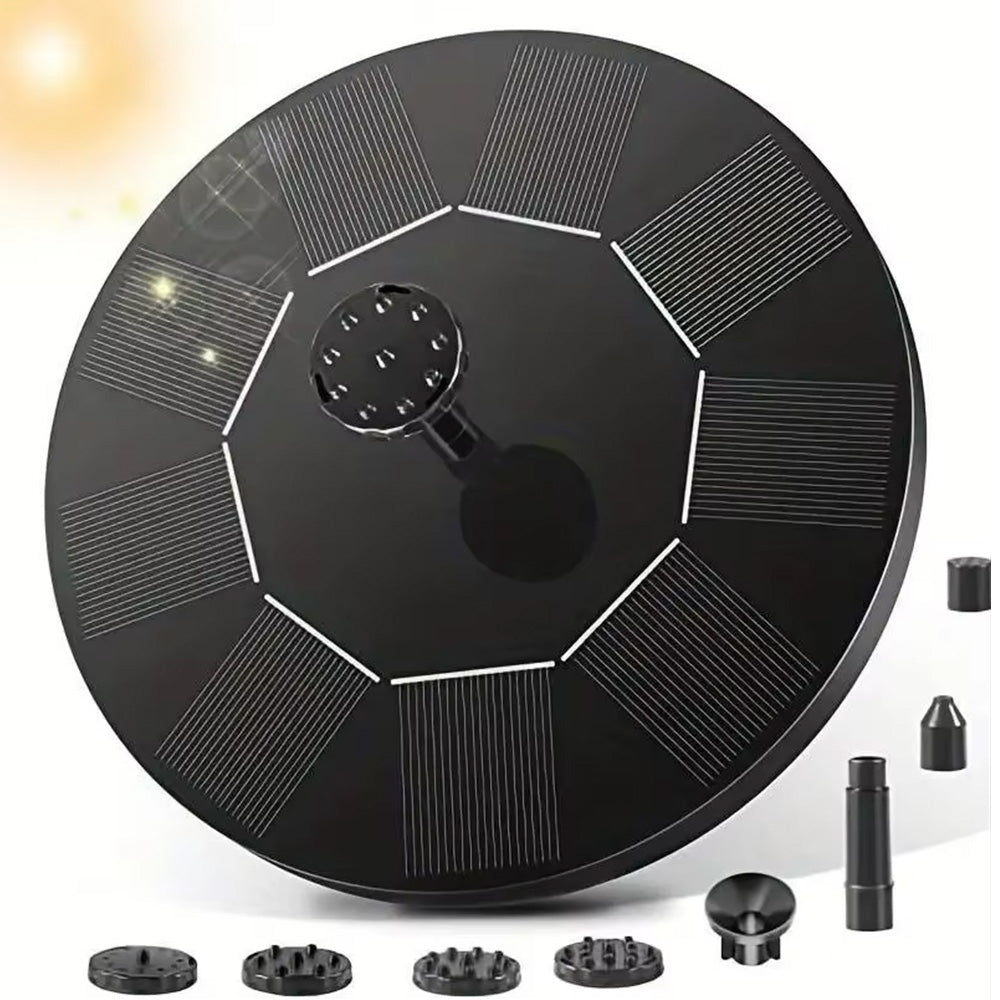 1.5W Solar Powered Bird Bath Fountains with 6 Nozzle Water Feature for Garden Pond