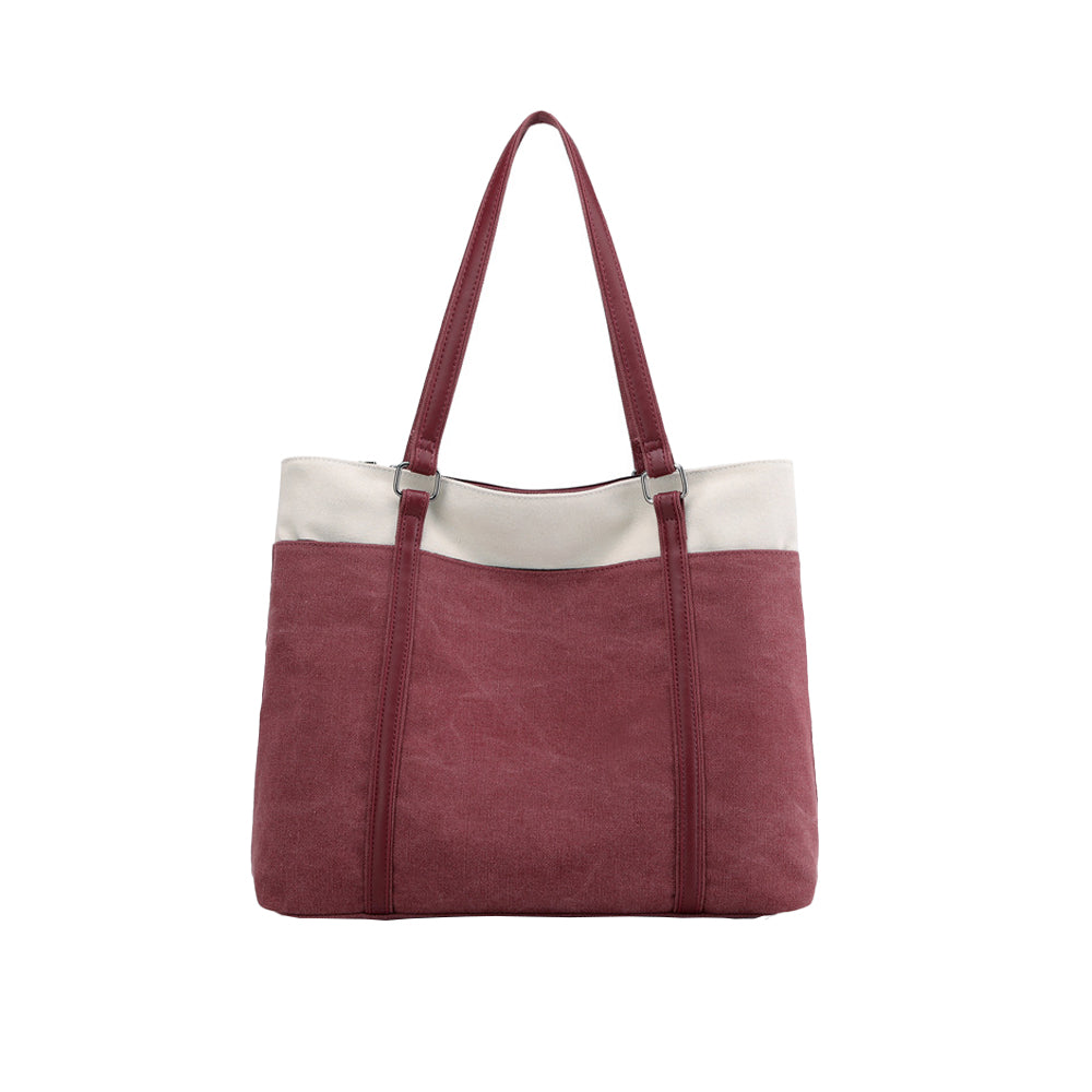 Women Laptop Tote Bag Canvas Handbag 15.6 Inch Work Shoulder Bag