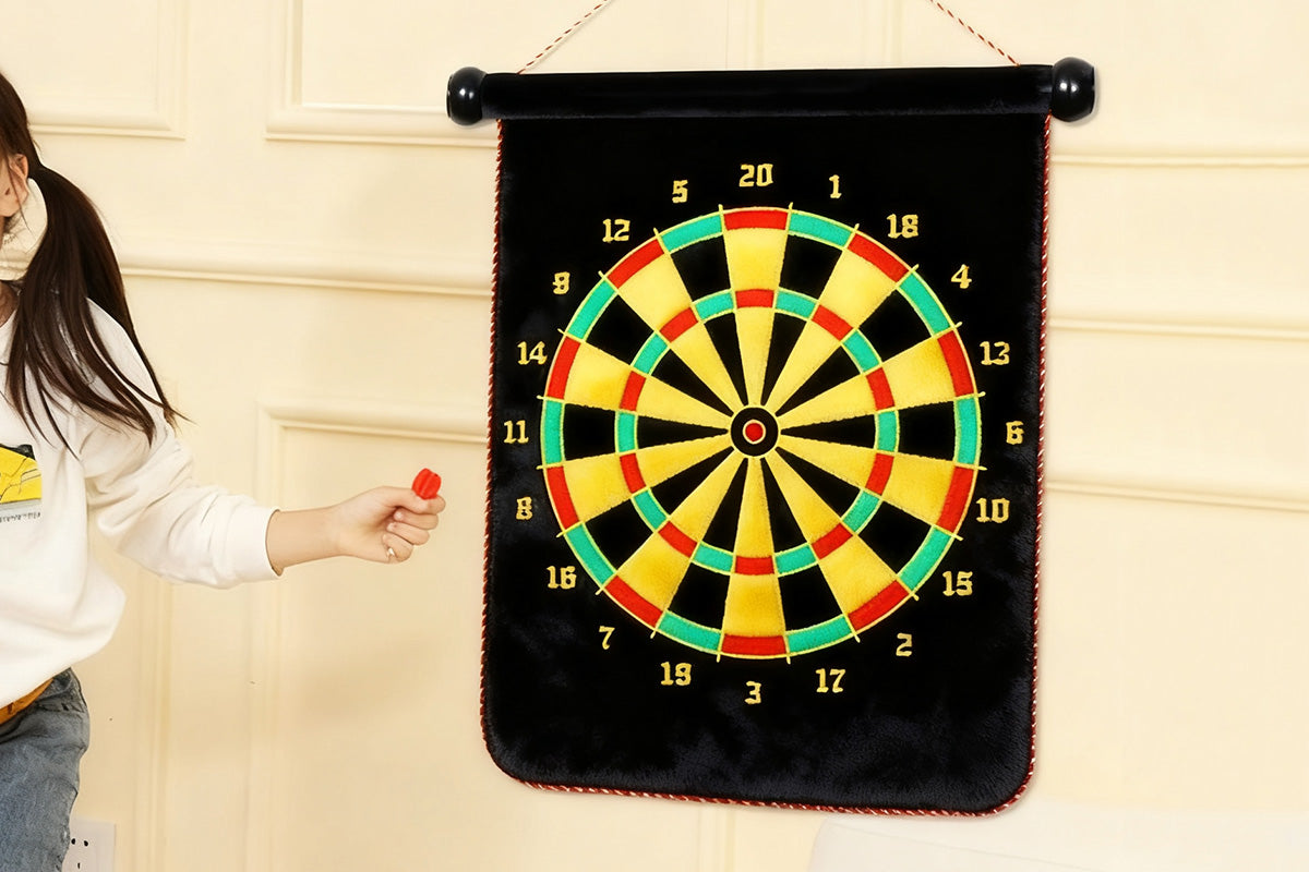 Roll Up Dartboard Set with 12 Darts Indoor Outdoor Game Toy Gift
