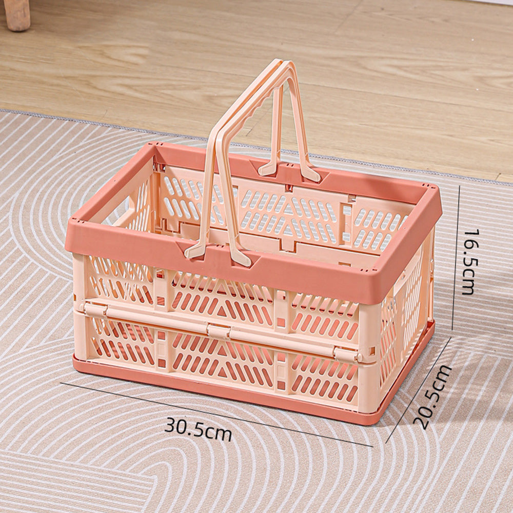 Portable Foldable Storage Basket for Camping Shopping and Home-Pink