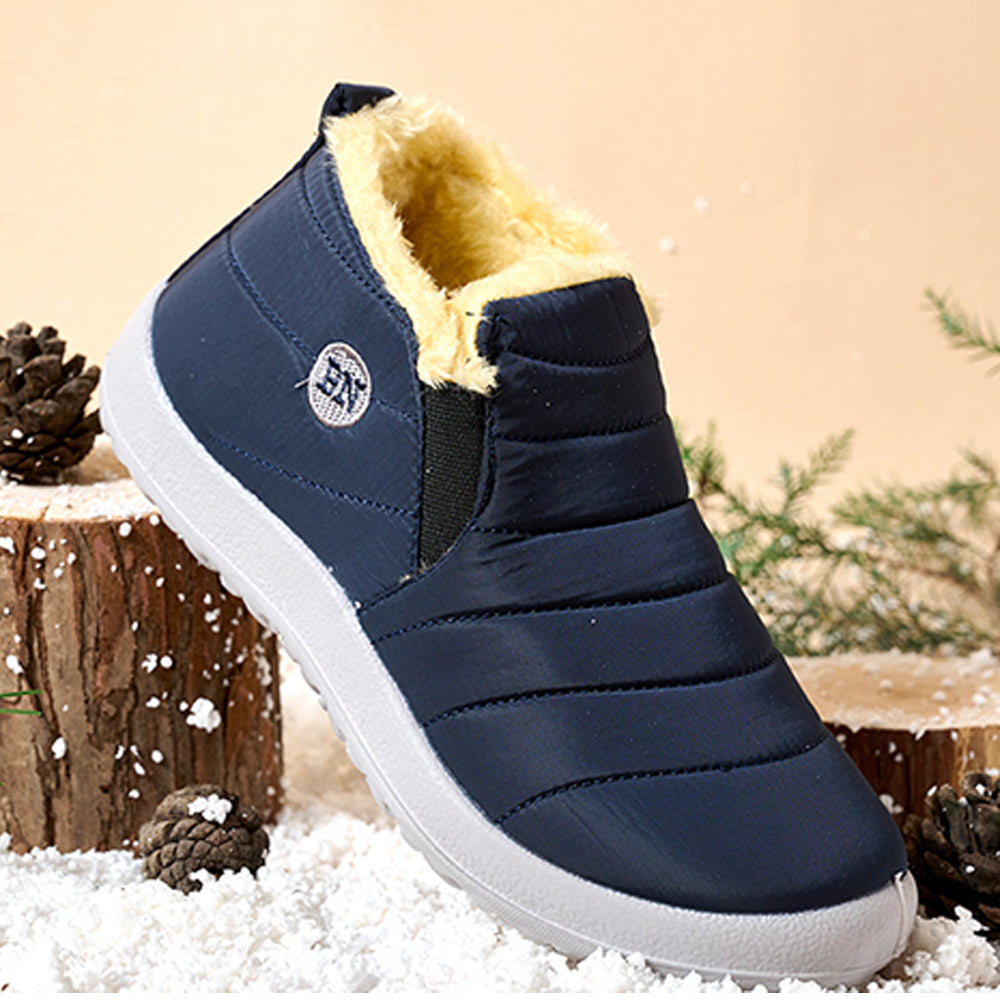 Women Water Resistant Warm Slip-On Shoes with Non-Slip Sole-Blue
