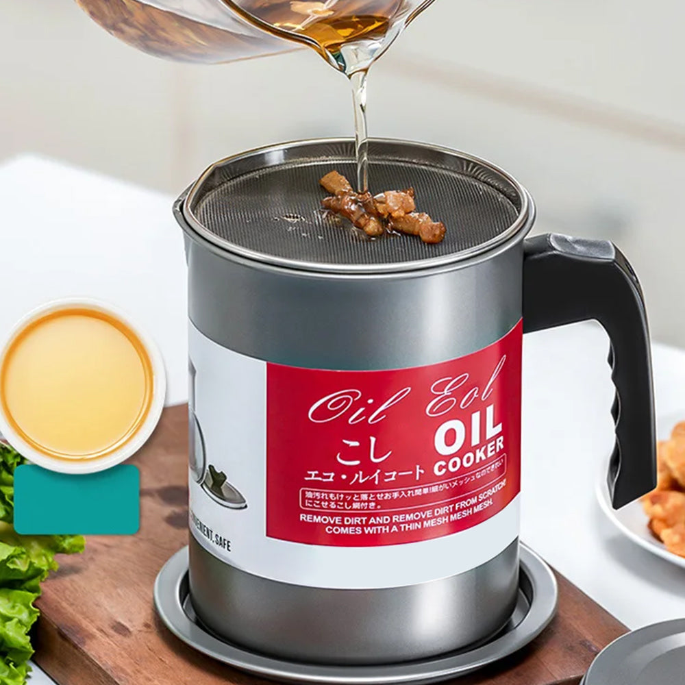 1.4L/1.7L Stainless Steel Oil Container with Strainer