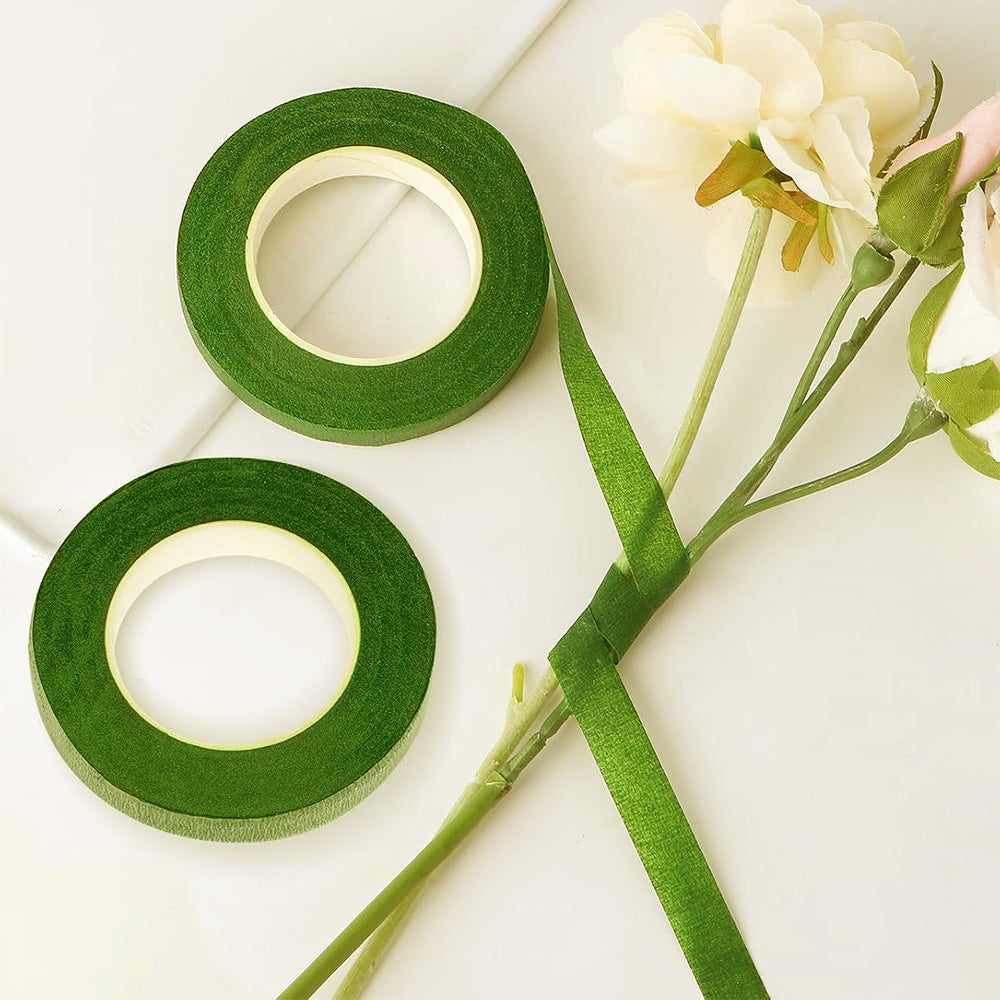 12 Pcs Green Crepe Paper Floral Tape for Bouquet Stem Wrapping and Crafts