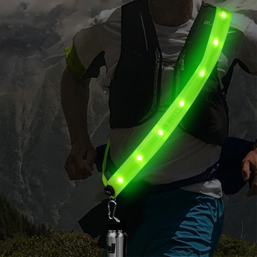 LED Reflective Belt Sash 3 Light Modes Safety Belt Rechargeable Running Gear