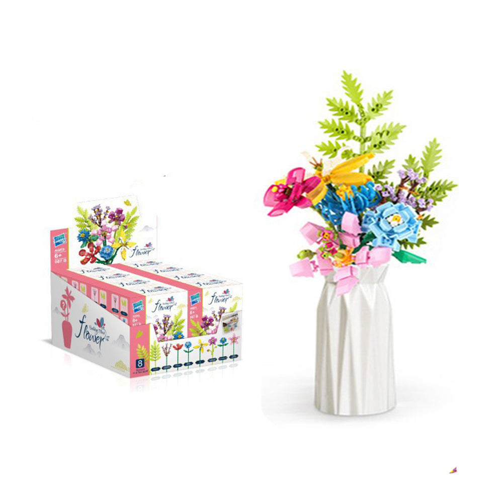 Set of 8 Boxes DIY Building Blocks Flowers Educational Toys
