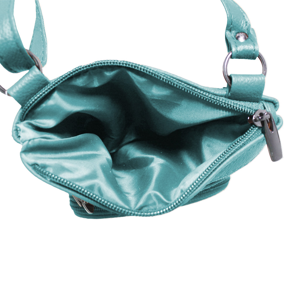 Womens Genuine Leather Multi-Pocket Crossbody Purse Bag