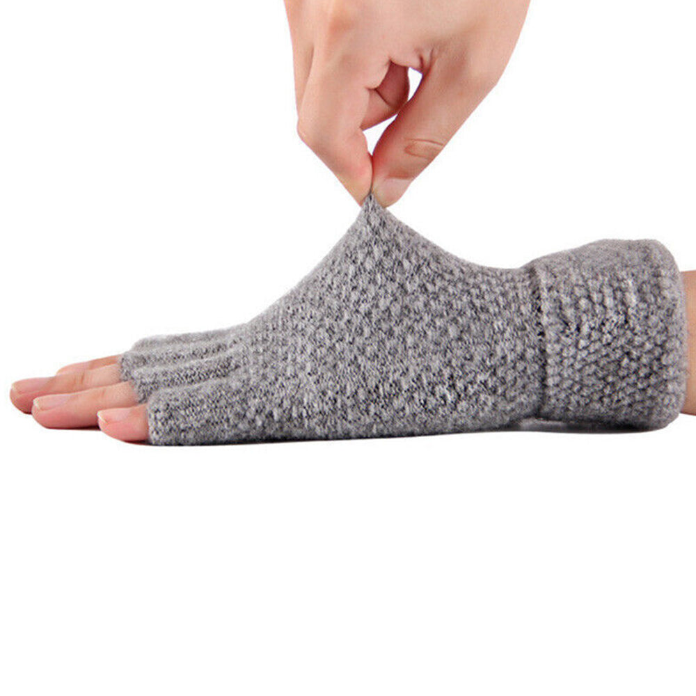 Winter Faux Alpaca Wool Thermal Men Knitted Half-Finger Gloves