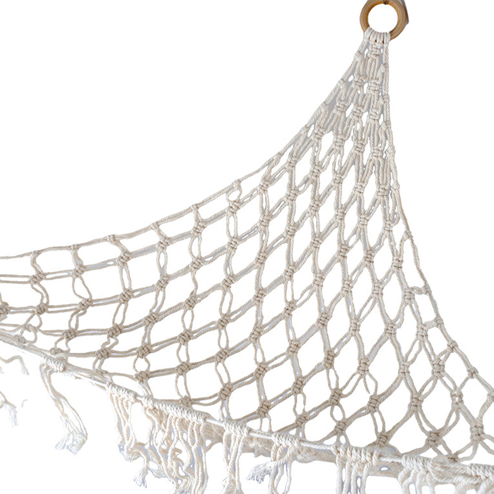 Tassels Boho Plush Toy Hammock with String Light Hanging Storage Net