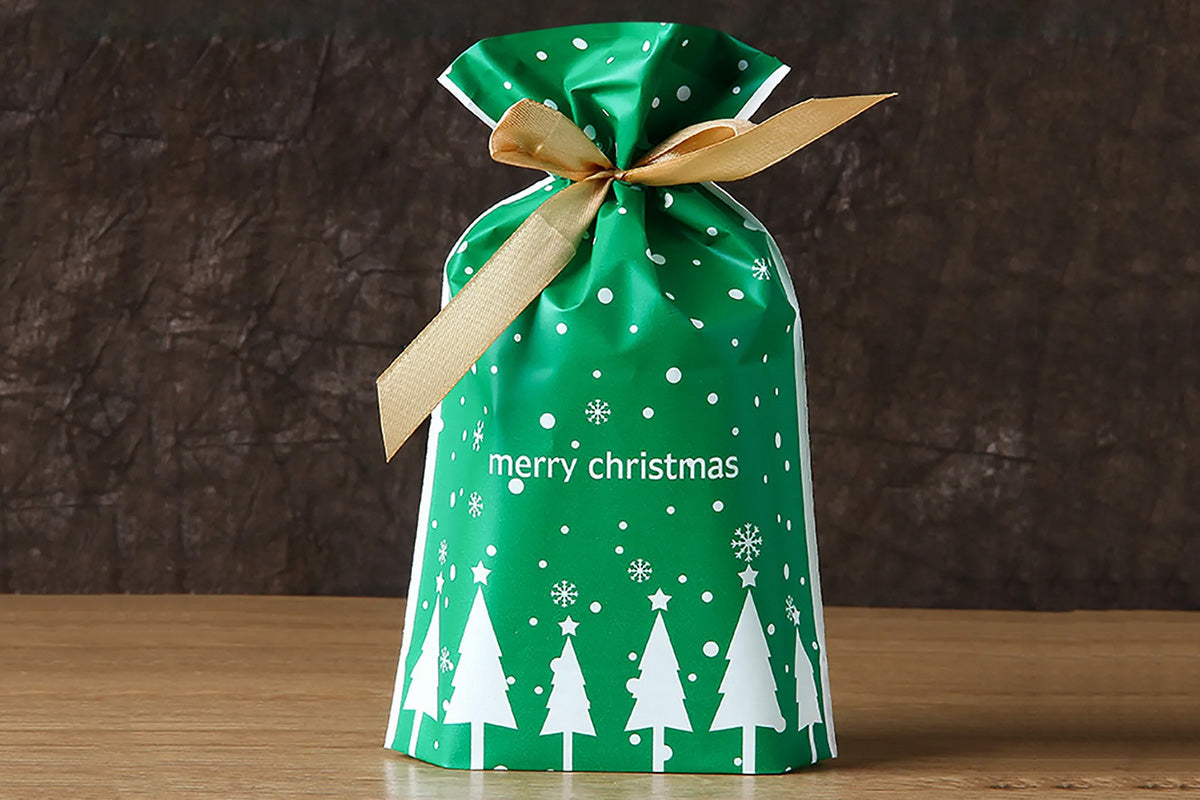50Pcs Christmas Candy Treat Bags Gift Wrapping Drawstring Bags for Holiday Party