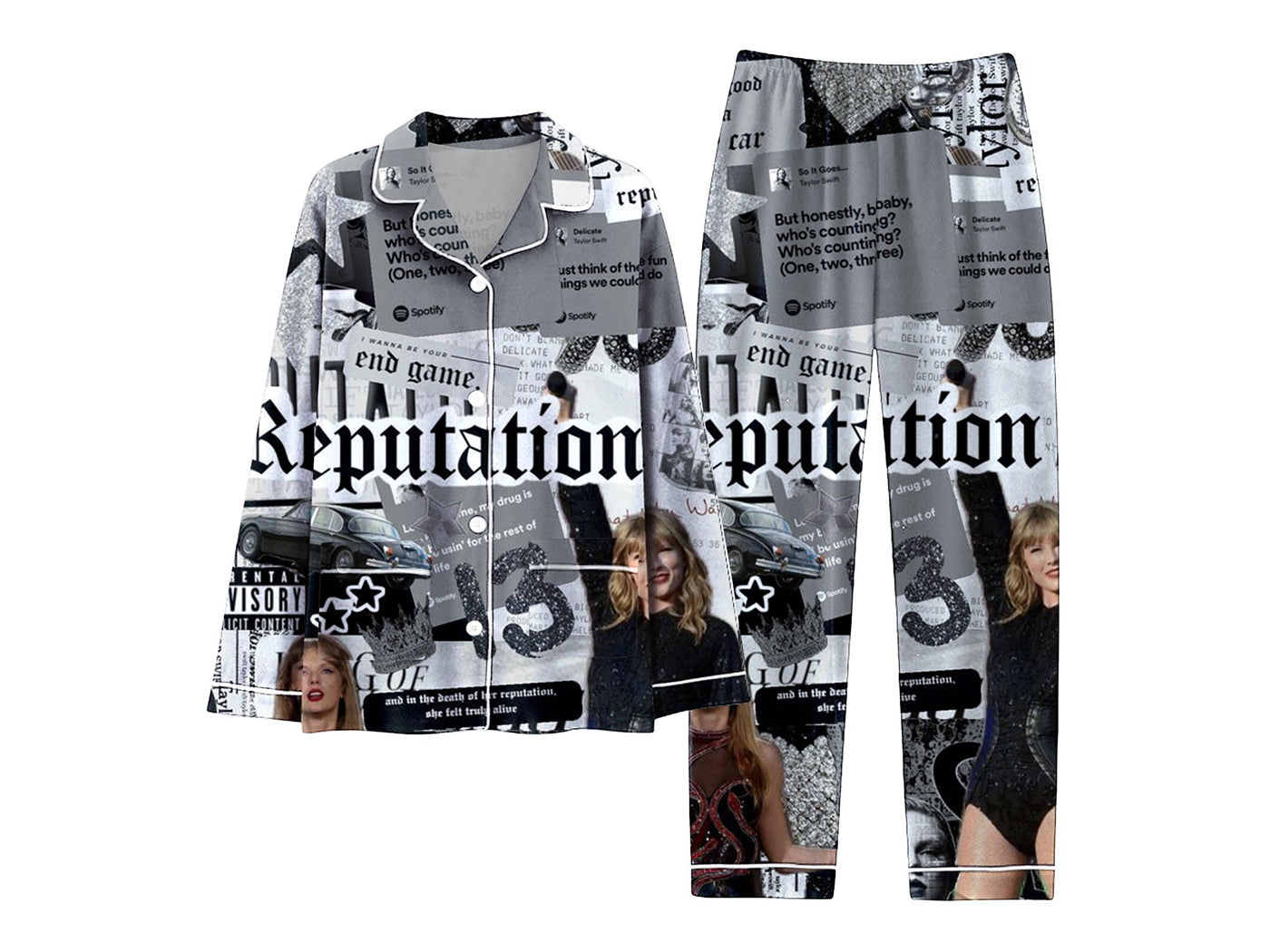 Taylor Swift Inspired Women's Sleepwear Long Sleeve Pajama Set