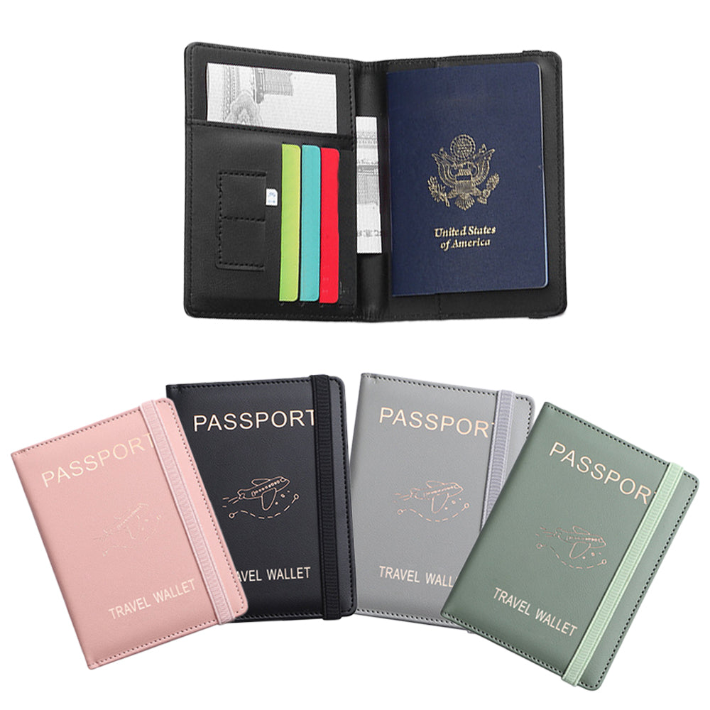 RFID Blocking Travel Passport Holder with Elastic Strap
