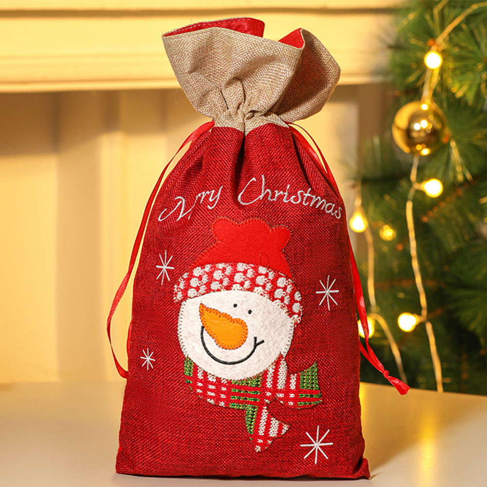 Xmas Sack Bag Christmas Burlap Stocking Gift Bag -Style 2