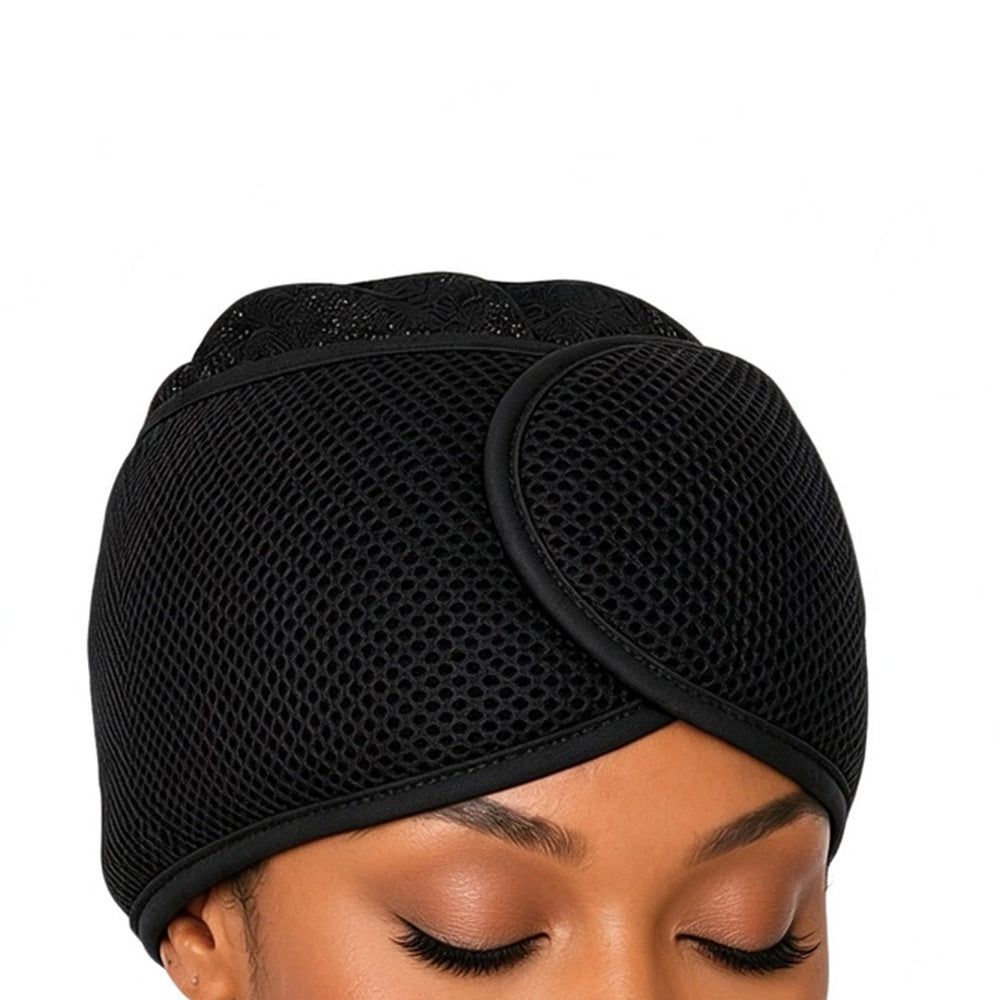 2-in-1 Mesh Sleep Hair Band with Hook and Loop for Short Hair Overnight