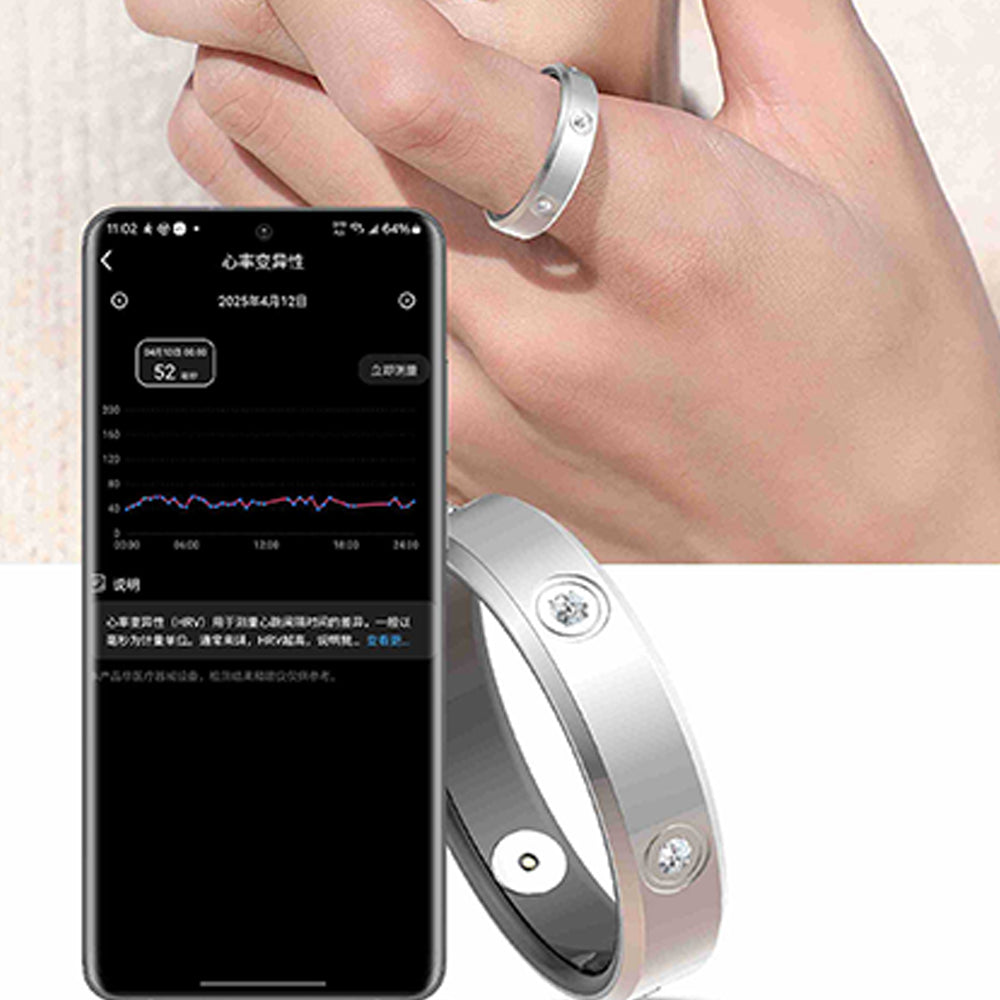 Stainless Steel Smart Ring with Charging Case