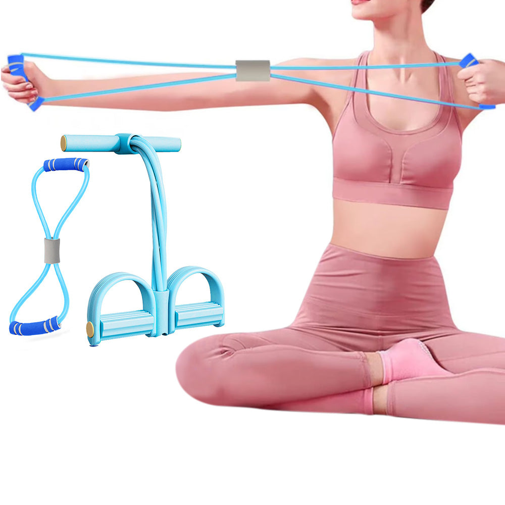 6 Tube Pedal Ankle Puller Fitness Exercise Rope with 8-Shape Resistance Band