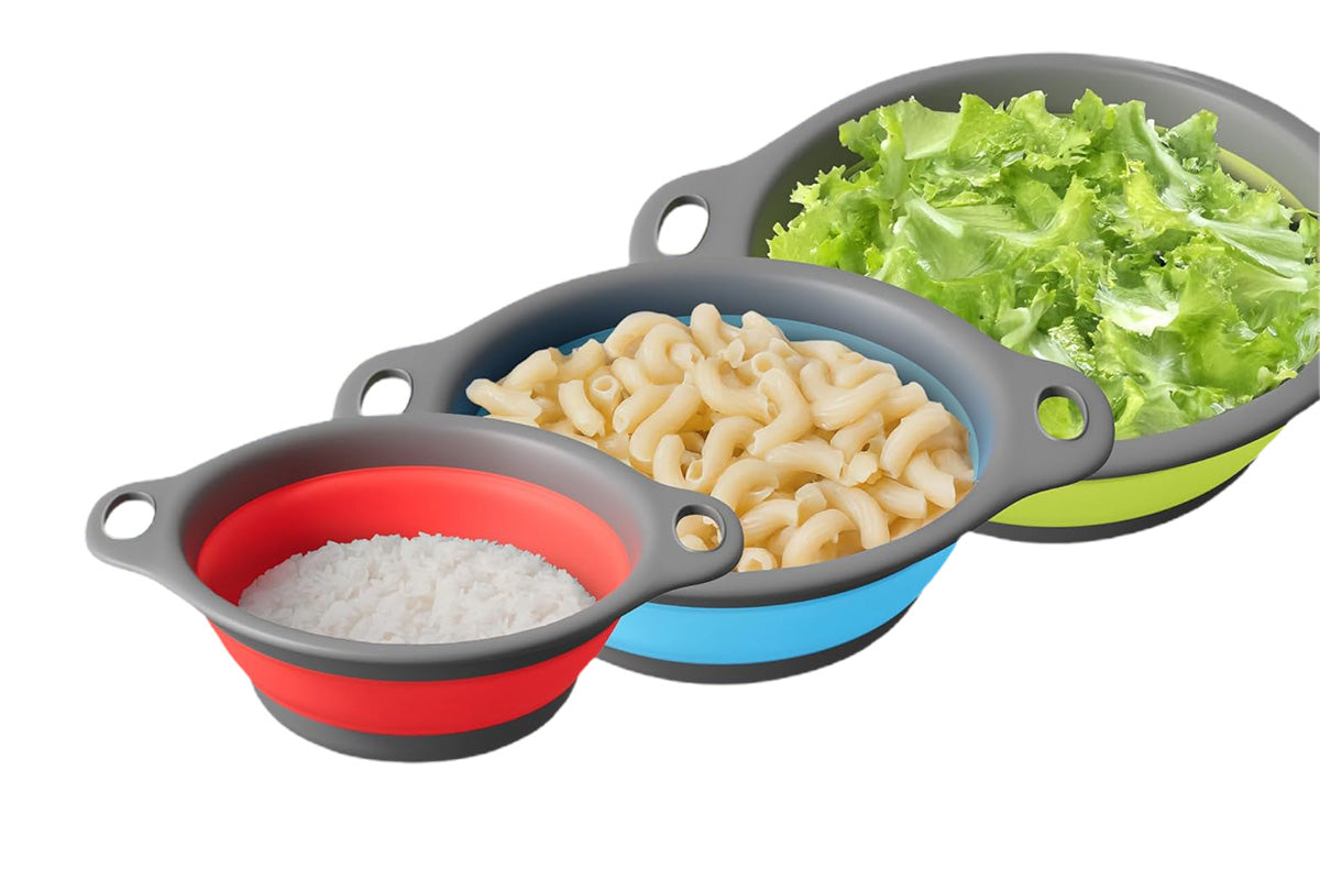 3Pcs Collapsible Colander Food Strainers Set