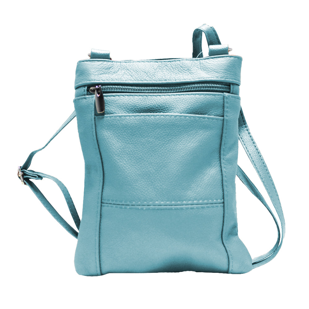 Womens Genuine Leather Multi-Pocket Crossbody Purse Bag