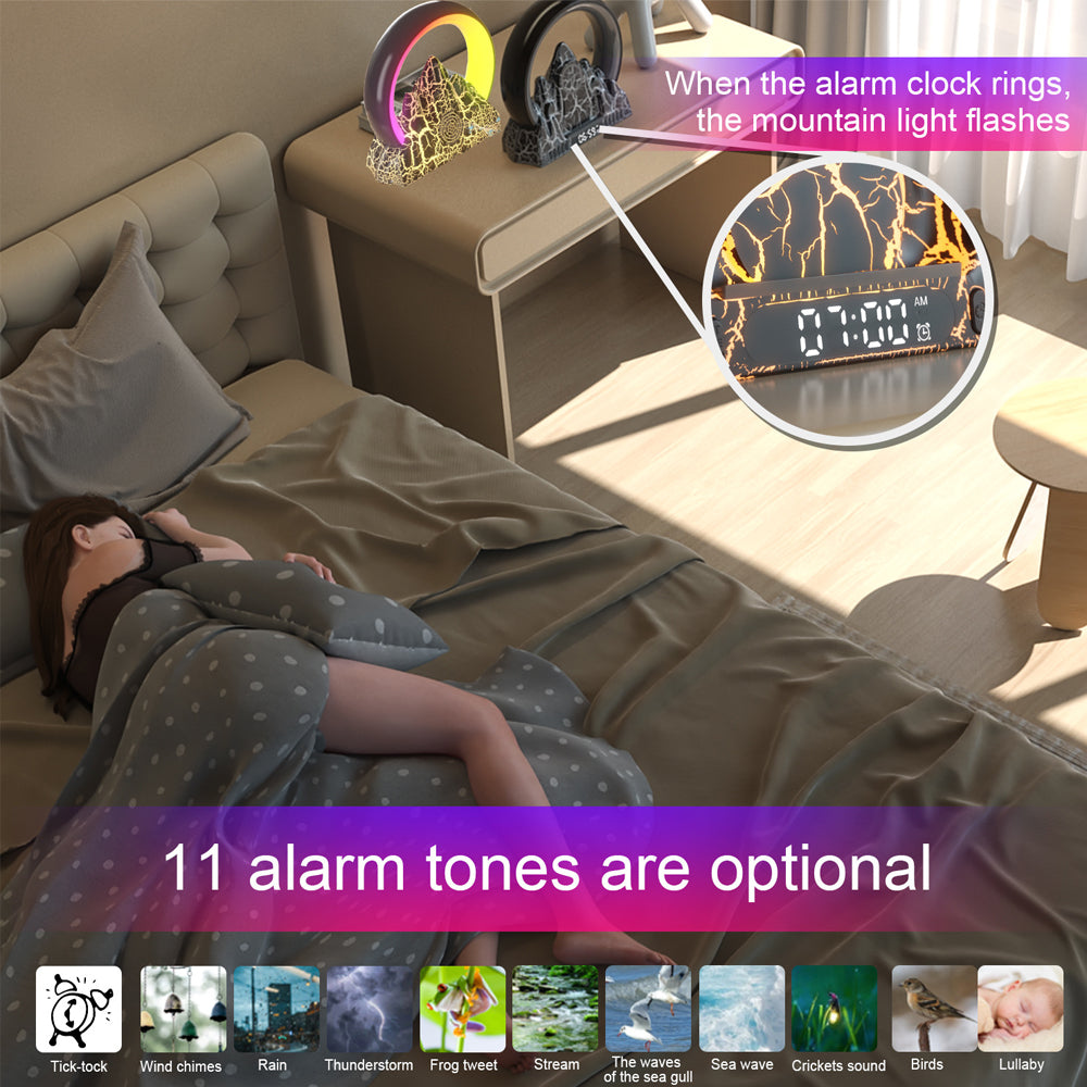 USB Wireless Charger Sunrise Alarm Clock Wake Up Light APP Control Atmosphere Lamp