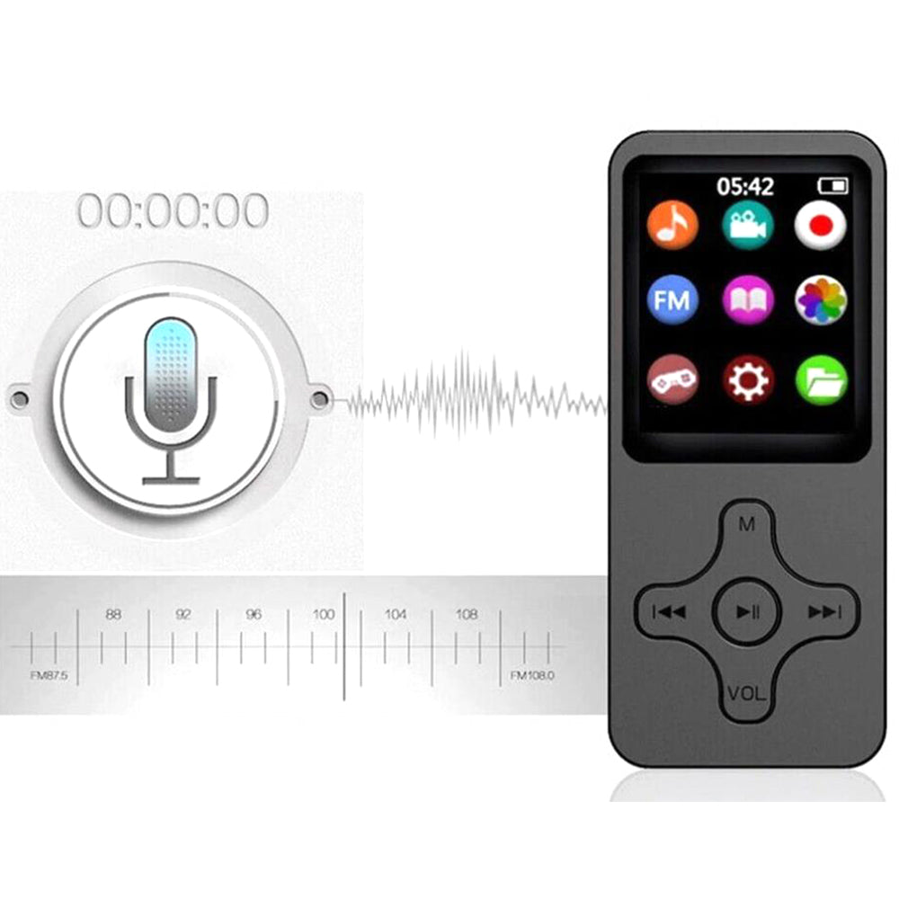 1.8Inch Bluetooth Music Player MP4/MP3 HiFi Lossless Sport FM Radio Recorder